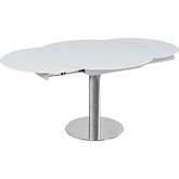 Pub 40" Extension Dining Table in White Frosted Glass & Steel